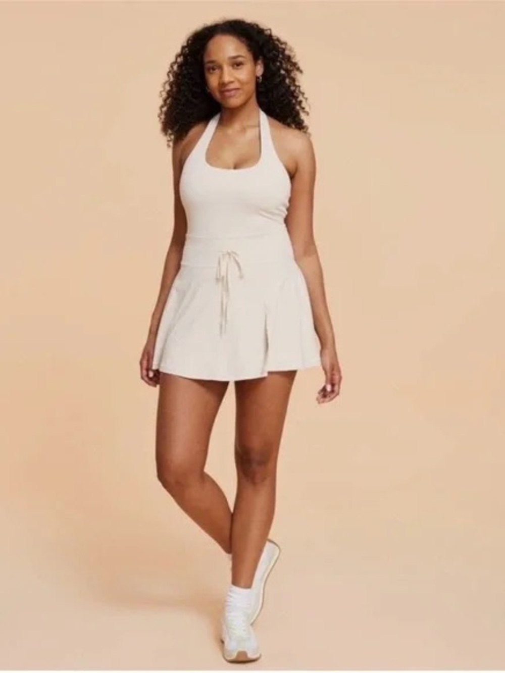 NWOT Blogilates - Women's Cream Halter Match Athletic Dress 1X